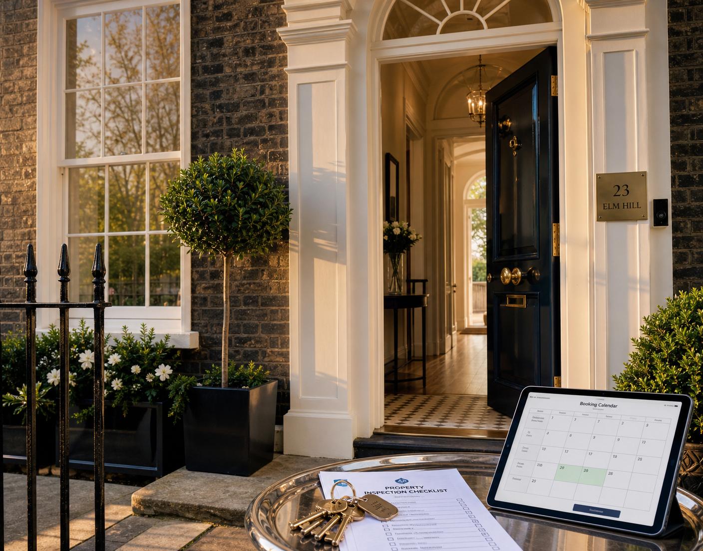 Professionally prepared British property in East Anglia with inspection checklist, keys and booking calendar — representing Kerrigan & Co's hands-on property management approach